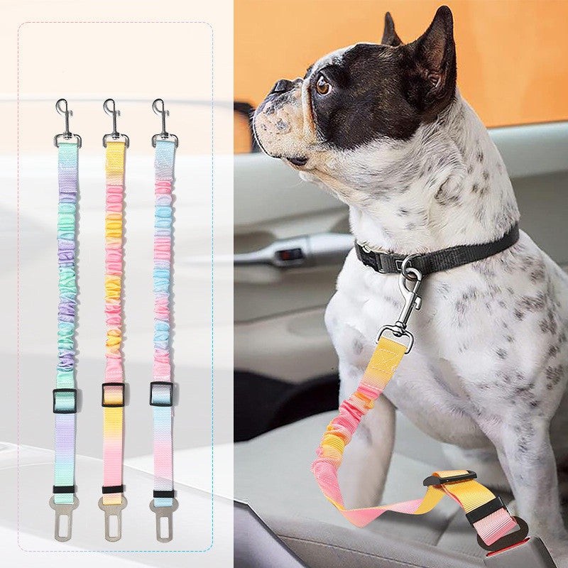KFX-6662461 Elastic Hand Holding Rope for Pets - Colorful Gradient Design, 60-80cm Length, Comfortable Polyester Material