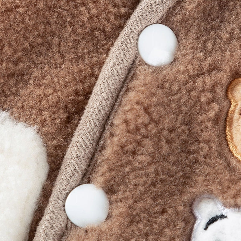 KFX-6663229 Cozy Fleece Jackets for Small Dogs and Cats, Cute Bear Embroidery with Pocket, Autumn and Winter Pet Wear