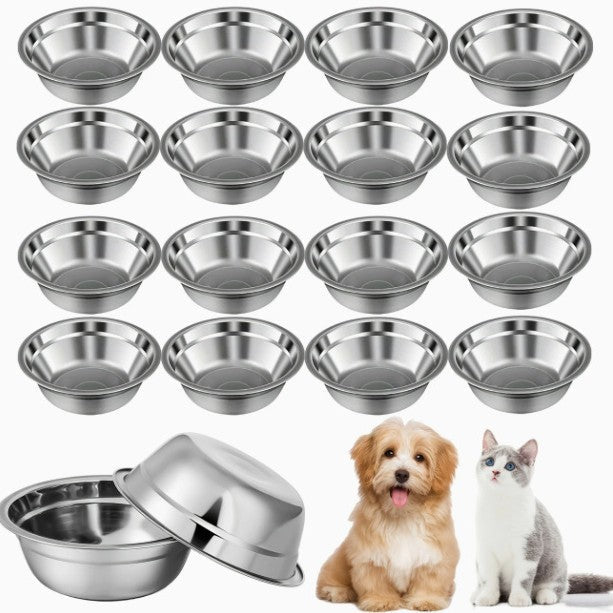 KFX-6664637 Stainless Steel Cat Food Bowl and Plate Set - Thickened Pet Tableware, 15cm & 16cm Options