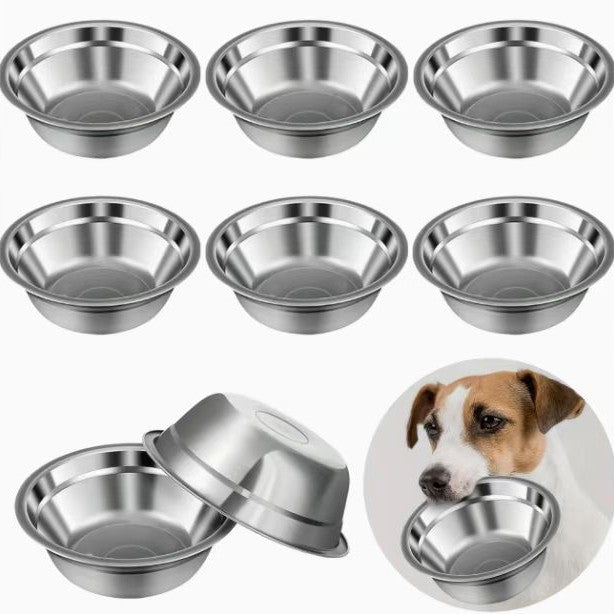 KFX-6664637 Stainless Steel Cat Food Bowl and Plate Set - Thickened Pet Tableware, 15cm & 16cm Options