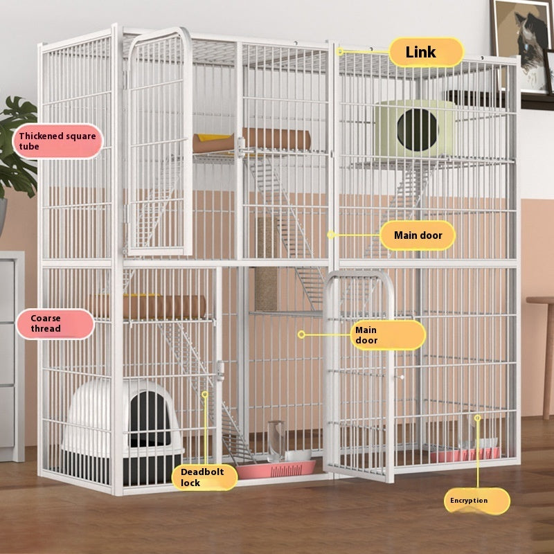 KFX-6668477 Super Large Indoor Cat Cage Villa - Three-Layer Double Layer Cat House with Expansive Free Space