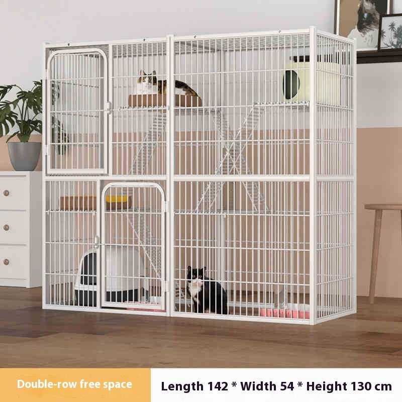 KFX-6668477 Super Large Indoor Cat Cage Villa - Three-Layer Double Layer Cat House with Expansive Free Space