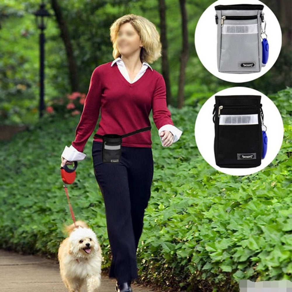 KFX-6670653 Dog Training Belt Bag - Black Oxford Cloth, Adjustable Size 11.5x5.5x17cm, Fits 70-114cm Belt