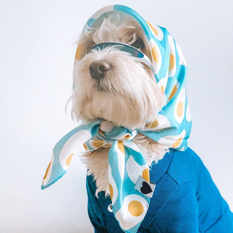 KFX-6670781 Pet Triangle Scarf with Graffiti Pattern - Polyester Saliva Towel for Dogs and Cats