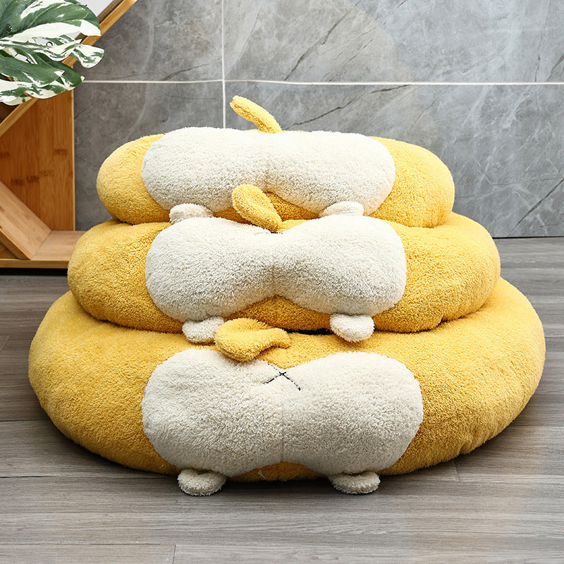 KFX-6671677 Corgi Shaped Soft Pet Bed for Dogs and Cats - Plush Sleeping Mat in Multiple Sizes