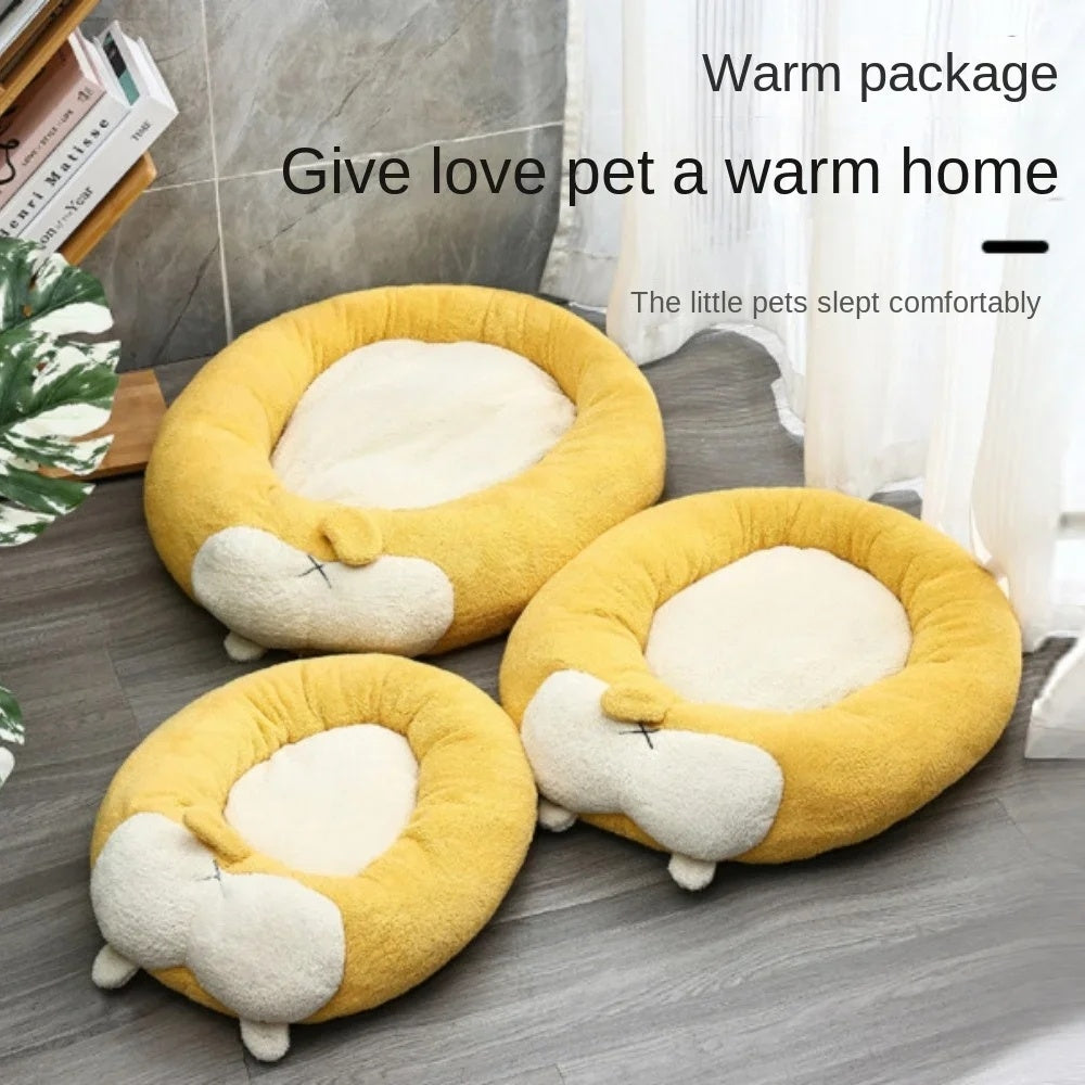 KFX-6671677 Corgi Shaped Soft Pet Bed for Dogs and Cats - Plush Sleeping Mat in Multiple Sizes