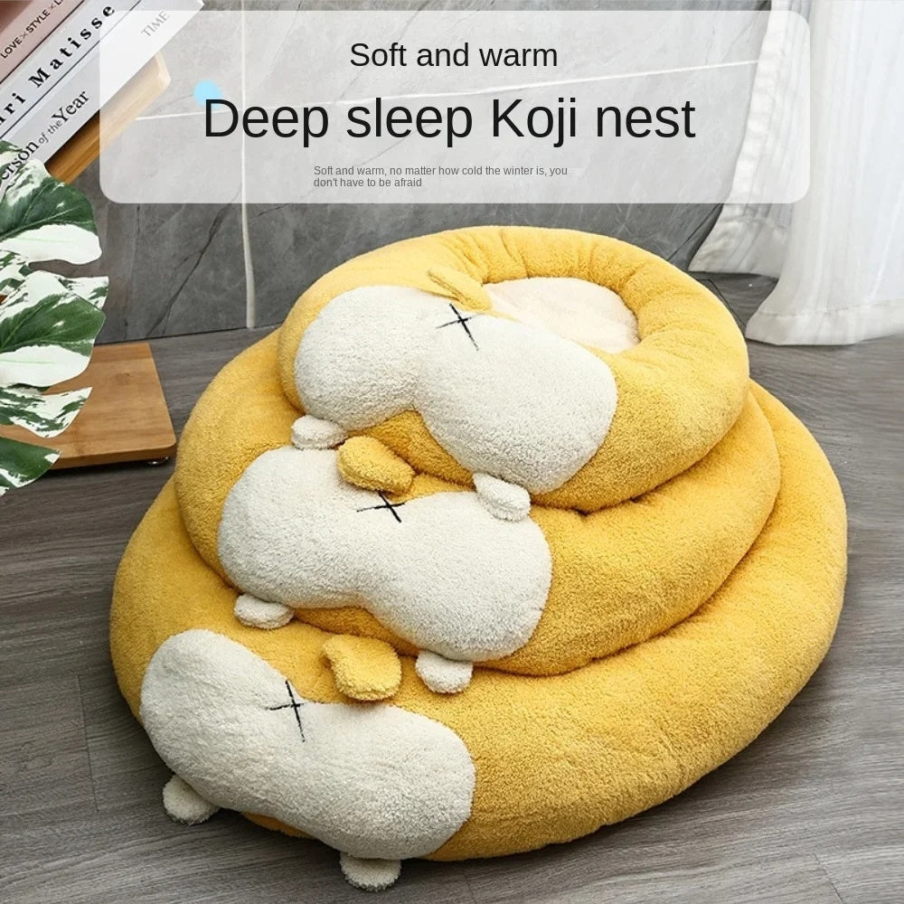 KFX-6671677 Corgi Shaped Soft Pet Bed for Dogs and Cats - Plush Sleeping Mat in Multiple Sizes