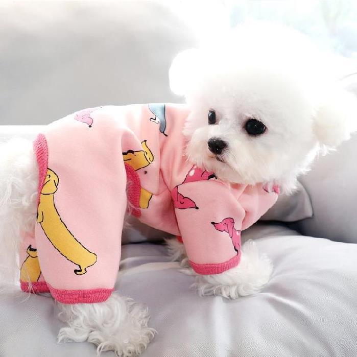 KFX-6672573 Four-Legged Cartoon Home Clothes for Pets - Soft Milk Silk Fabric in Various Colors
