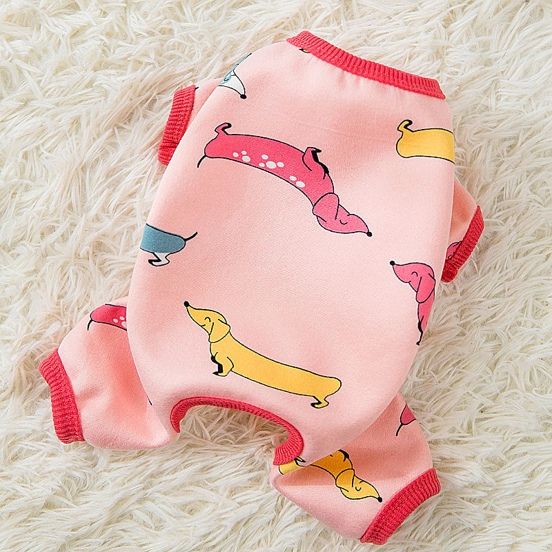 KFX-6672573 Four-Legged Cartoon Home Clothes for Pets - Soft Milk Silk Fabric in Various Colors