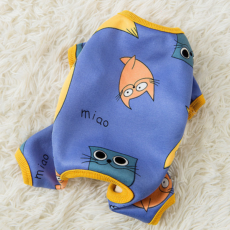 KFX-6672573 Four-Legged Cartoon Home Clothes for Pets - Soft Milk Silk Fabric in Various Colors