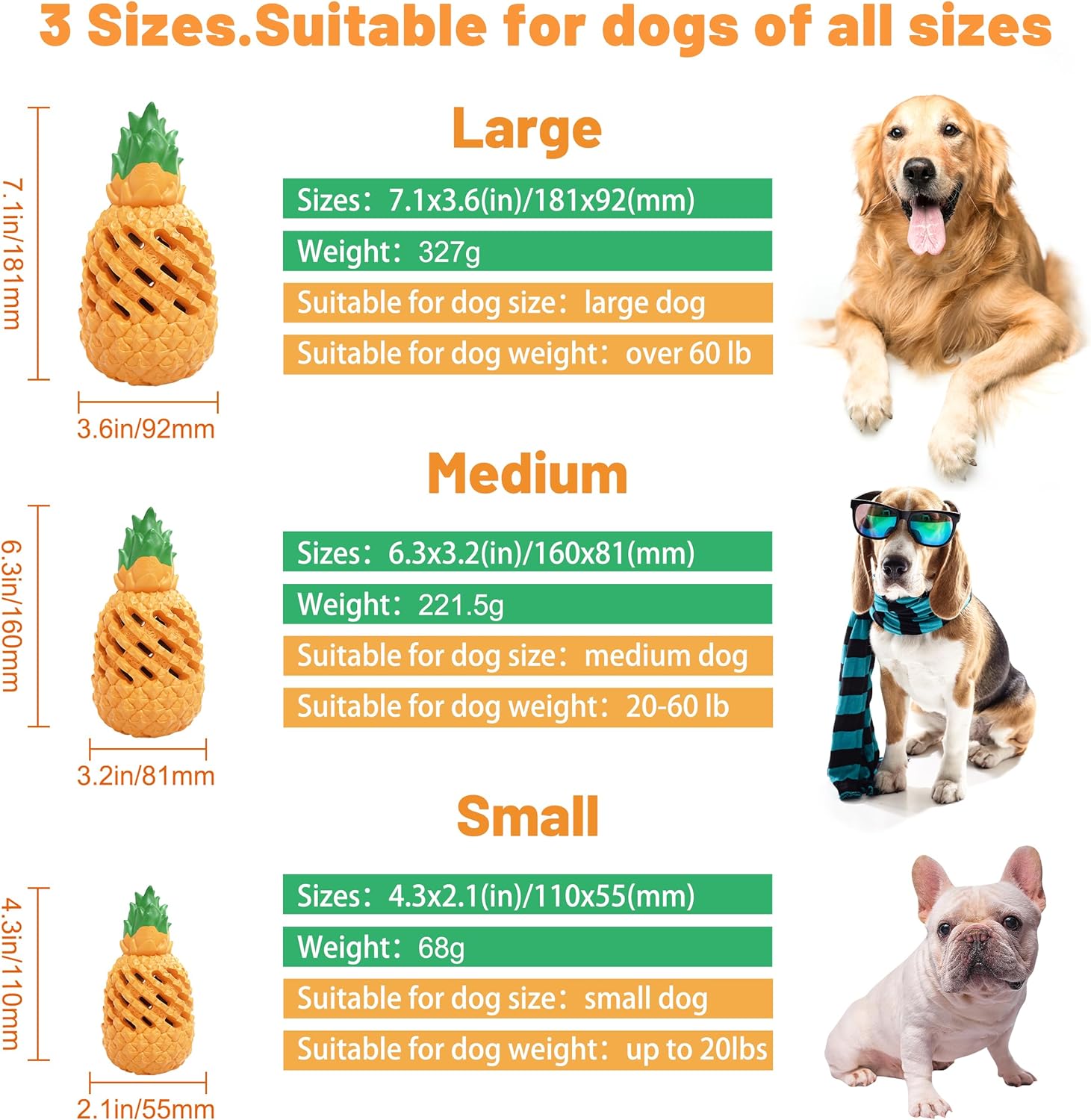 KFX-6675645 Durable Pineapple Dog Chew Toy for Aggressive Chewers - Safe Natural Rubber Teething Toy
