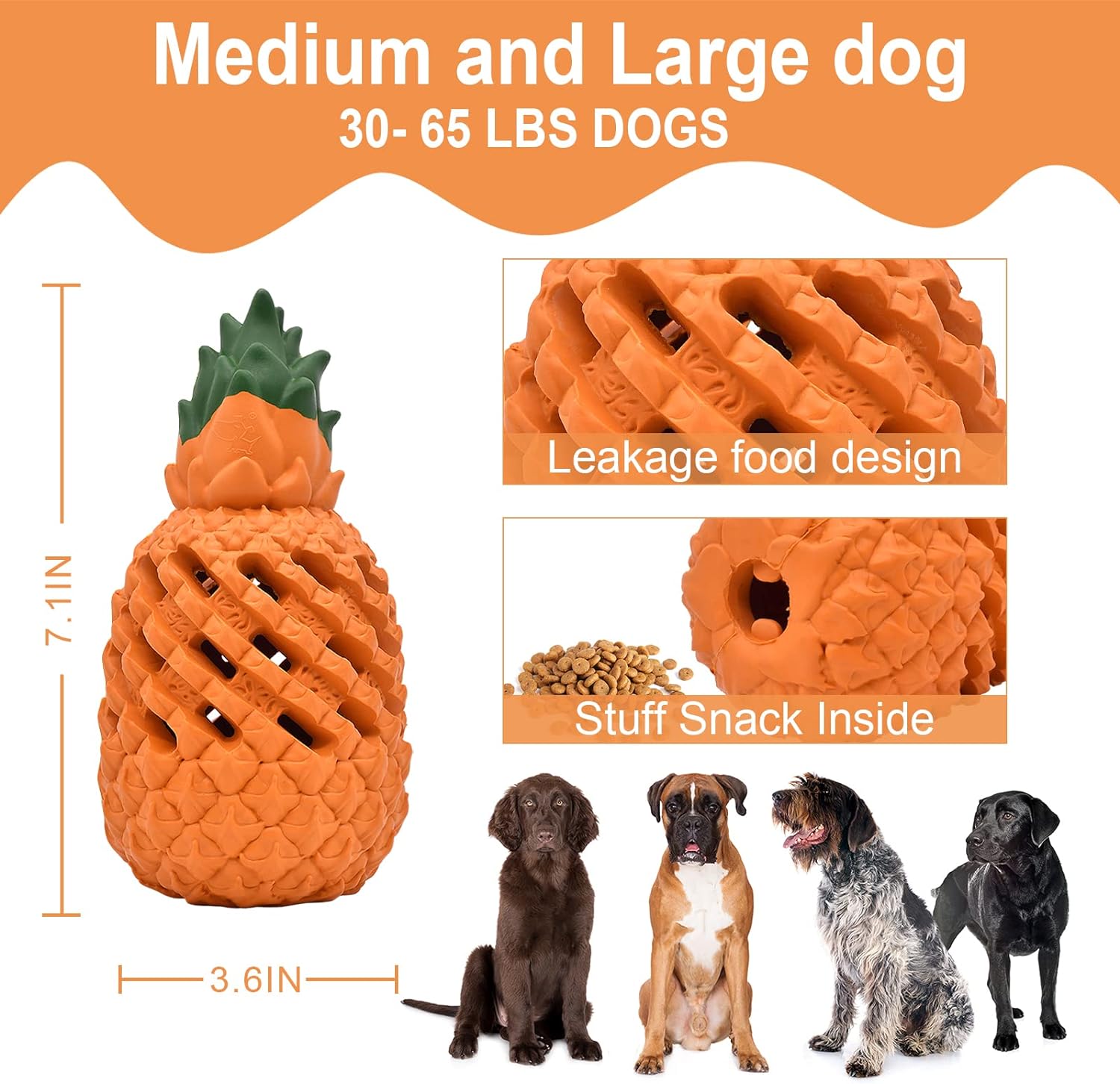 KFX-6675645 Durable Pineapple Dog Chew Toy for Aggressive Chewers - Safe Natural Rubber Teething Toy