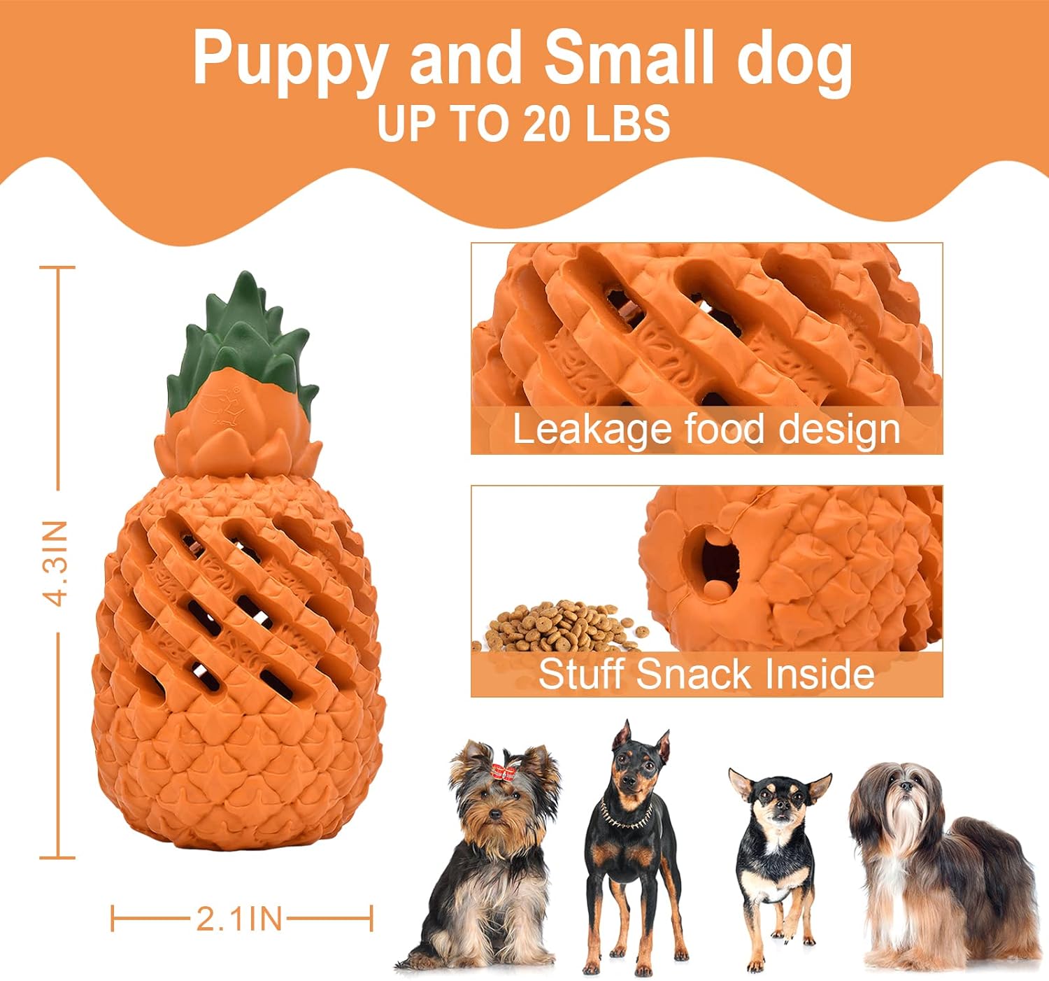 KFX-6675645 Durable Pineapple Dog Chew Toy for Aggressive Chewers - Safe Natural Rubber Teething Toy