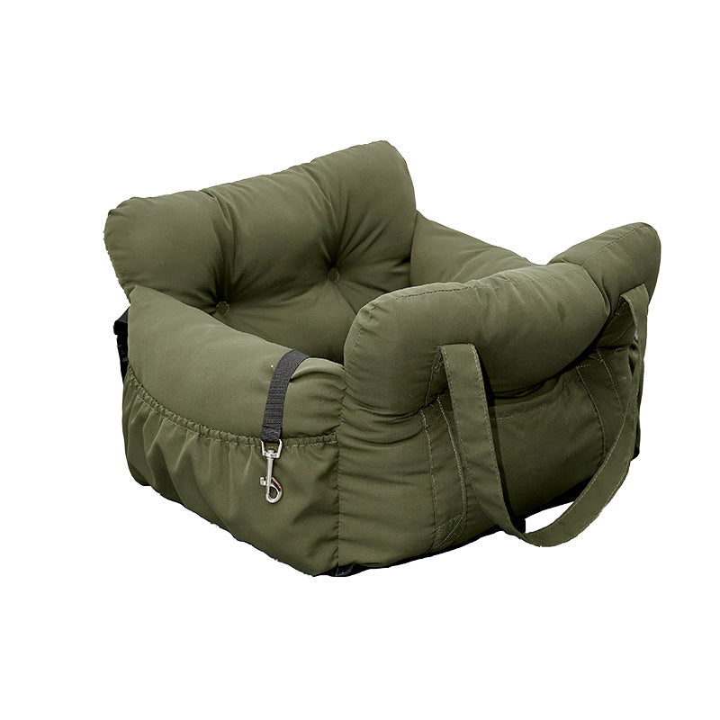 KFX-6676413 Pet Car Safety Seat Bed for Dogs and Cats – Multifunctional Driving Companion in Green