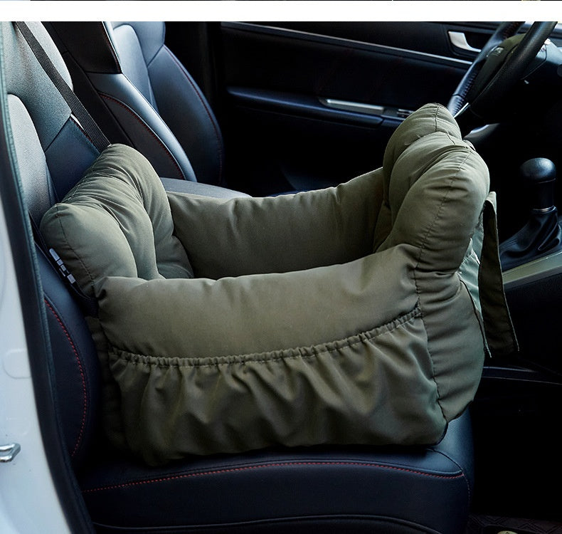 KFX-6676413 Pet Car Safety Seat Bed for Dogs and Cats – Multifunctional Driving Companion in Green