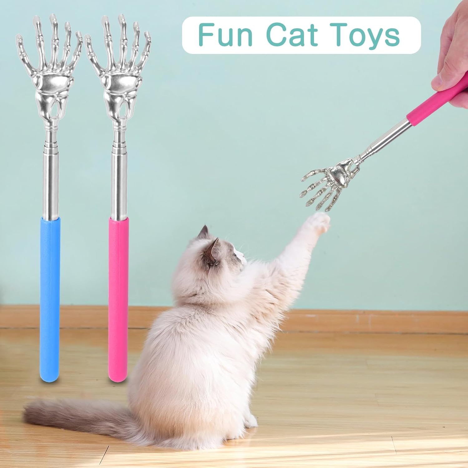 KFX-6677437 Retractable Cat Teaser Wand with Grooming Comb for Interactive Play and Bonding