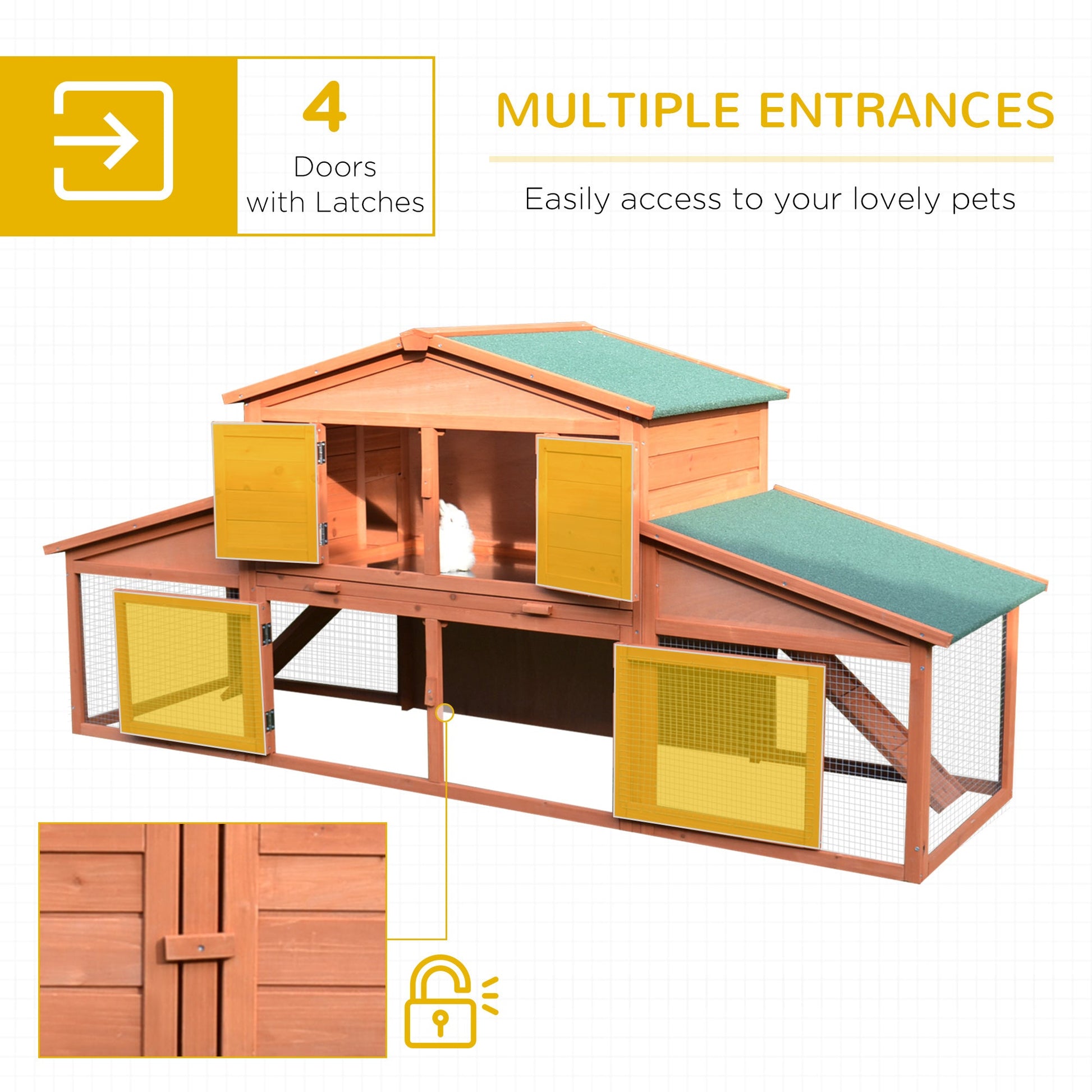 KFX-6677821 Large 2-Tier Outdoor Rabbit Hutch with Enclosed Run and Easy Clean Tray