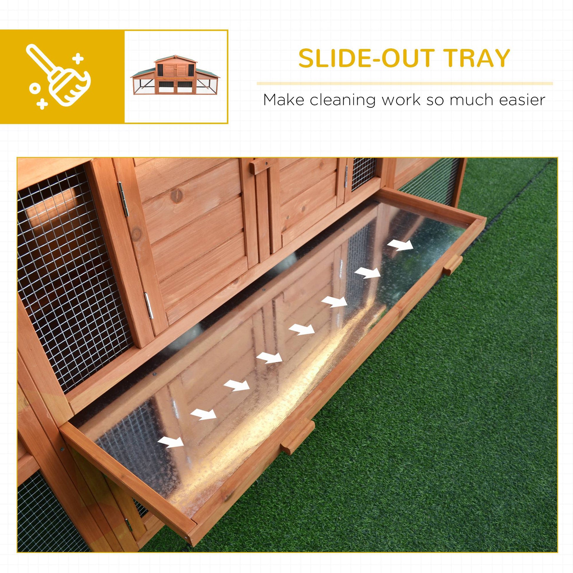 KFX-6677821 Large 2-Tier Outdoor Rabbit Hutch with Enclosed Run and Easy Clean Tray