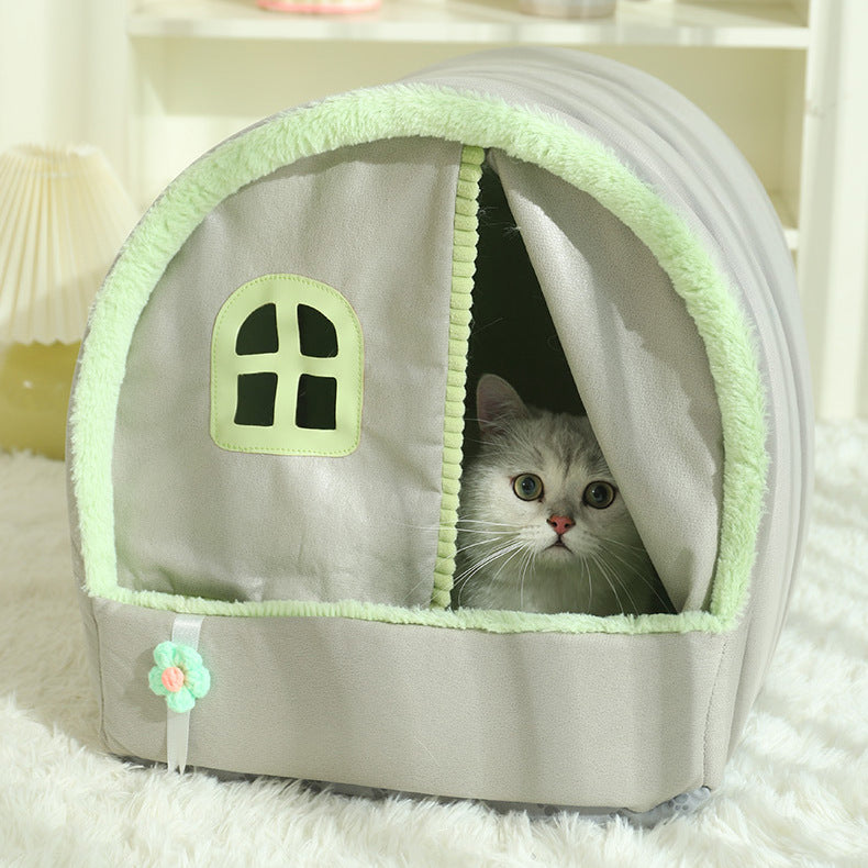 KFX-6678973 Cozy Closed Cat Nest for Indoor Comfort - Available in Two Sizes