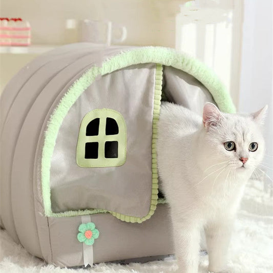KFX-6678973 Cozy Closed Cat Nest for Indoor Comfort - Available in Two Sizes