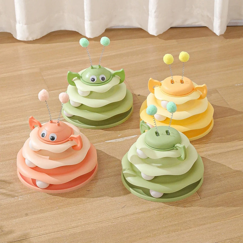 KFX-6679229 Interactive Cat Toy Tower with Rotating Bees and 3-Layer Trackballs for Kittens and Adult Cats