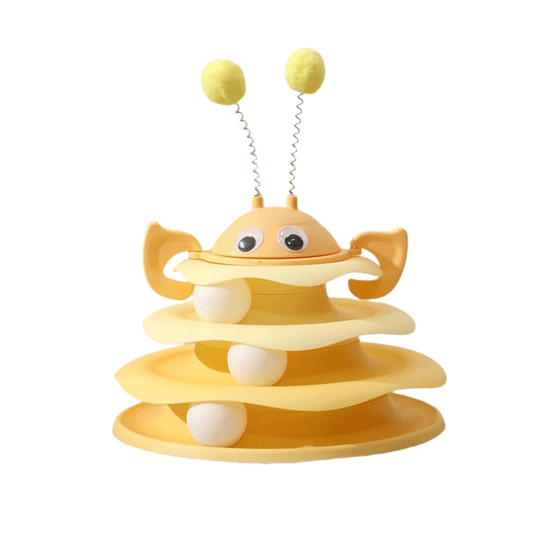 KFX-6679229 Interactive Cat Toy Tower with Rotating Bees and 3-Layer Trackballs for Kittens and Adult Cats