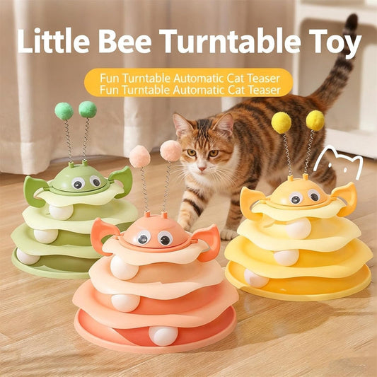 KFX-6679229 Interactive Cat Toy Tower with Rotating Bees and 3-Layer Trackballs for Kittens and Adult Cats