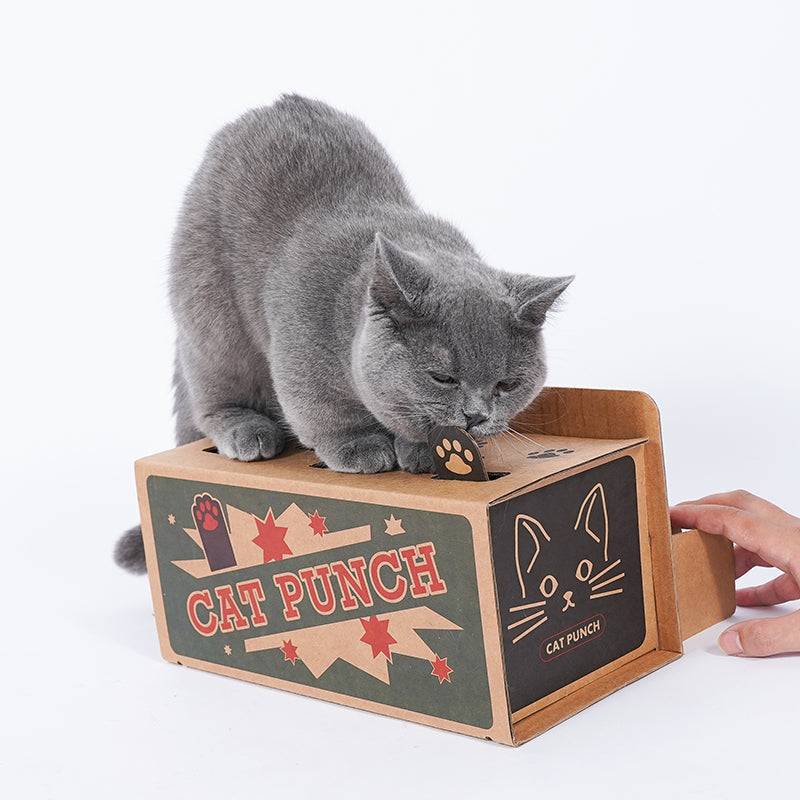 KFX-6680125 Interactive Cat Toy with Hamster Machine Design - Durable Corrugated Paper, 30x15.5x13.5cm