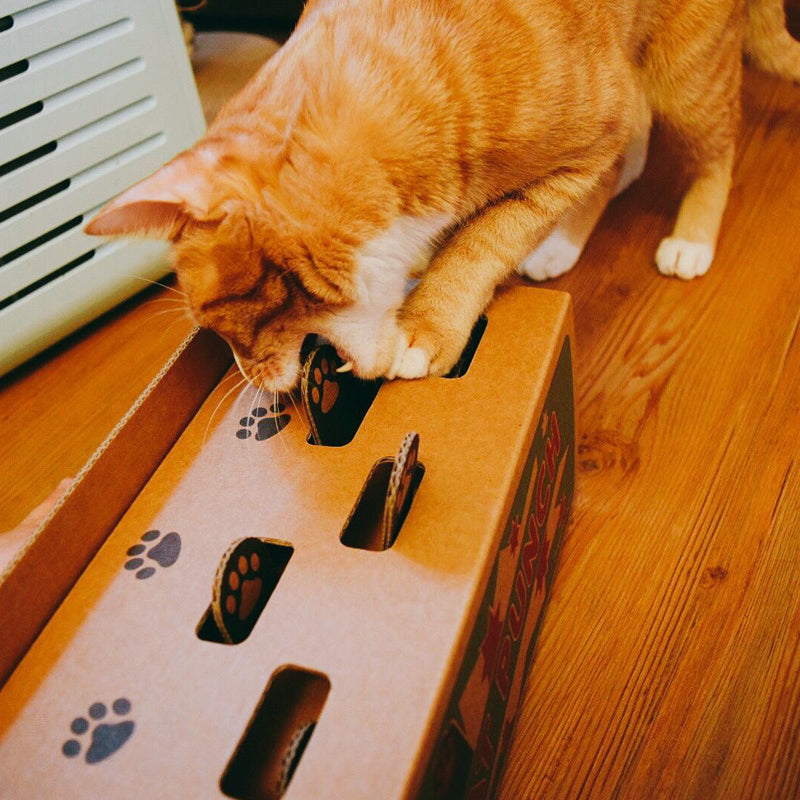 KFX-6680125 Interactive Cat Toy with Hamster Machine Design - Durable Corrugated Paper, 30x15.5x13.5cm