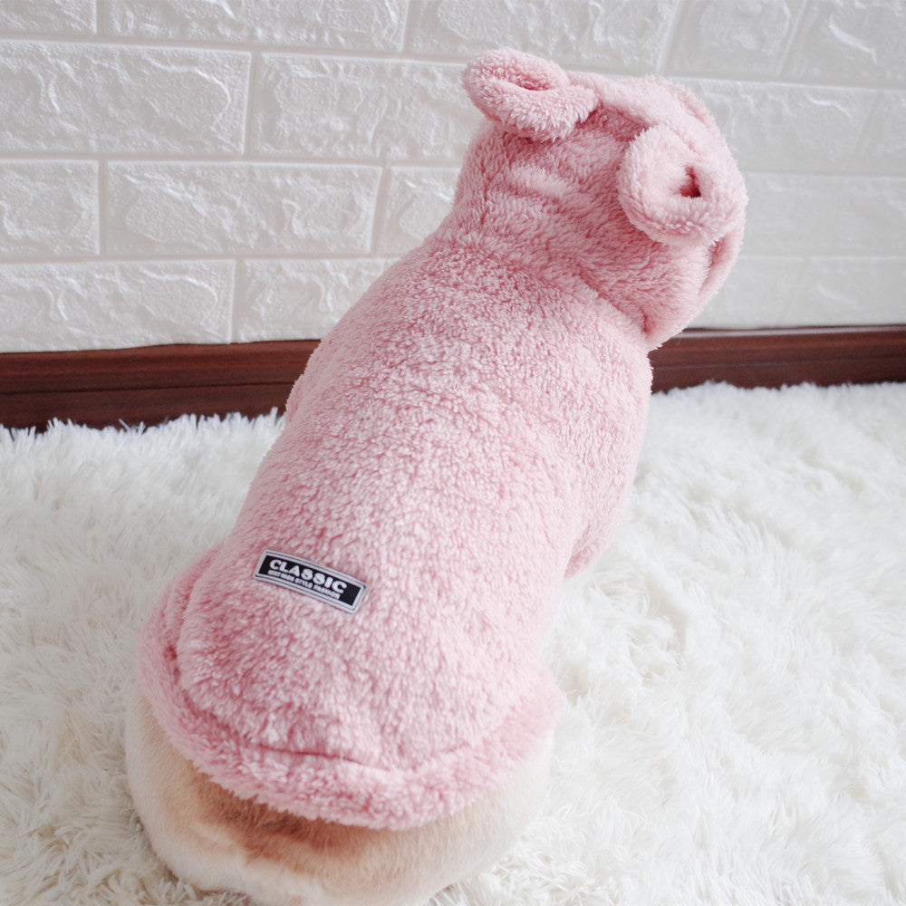 KFX-6680509 Cozy Coral Fleece Bunny Costume Hoodie for Pets in Grey, Pink, and Apricot