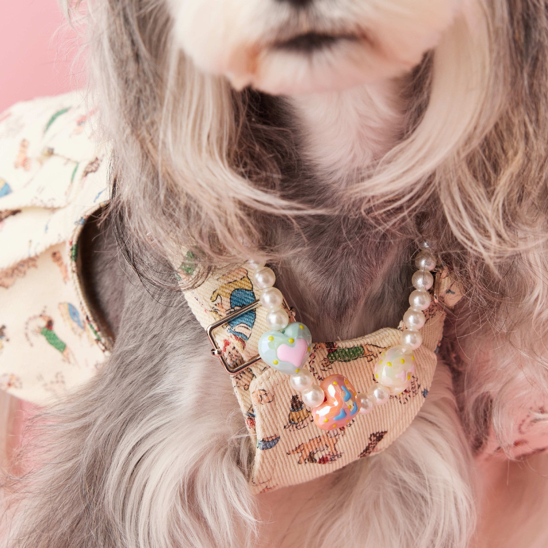 KFX-6682557 Photo Concave Dog Necklace - Beaded Pet Accessory for All Seasons, Available in S, M, L Sizes