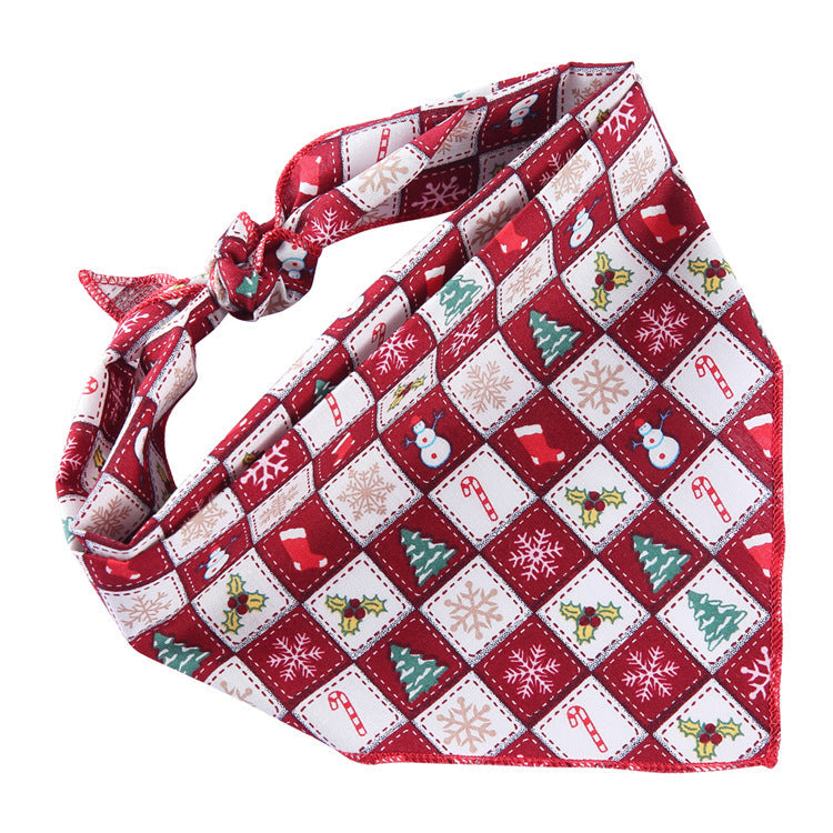 KFX-6684093 Adjustable Cotton Dog Bandana for Small to Large Pets - Triangle Scarf, Checkered Pattern