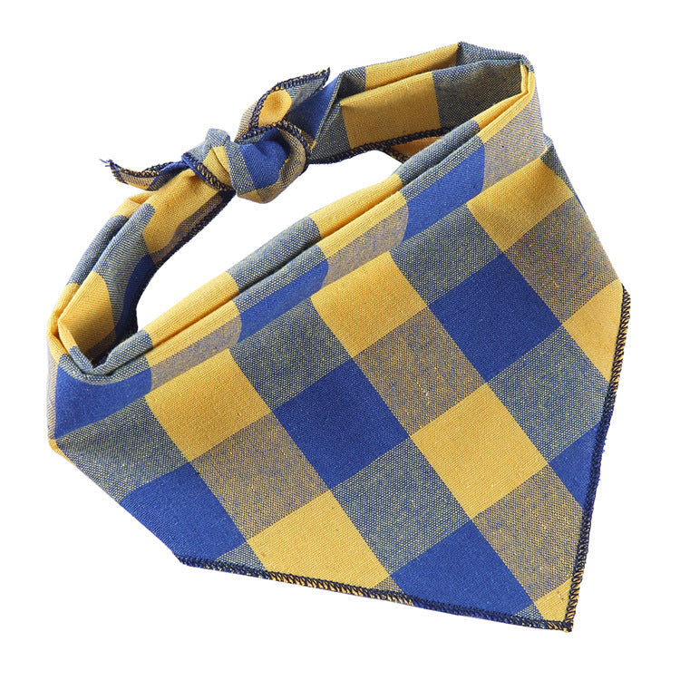 KFX-6684093 Adjustable Cotton Dog Bandana for Small to Large Pets - Triangle Scarf, Checkered Pattern