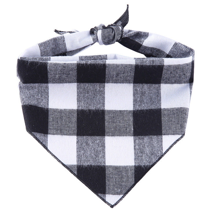 KFX-6684093 Adjustable Cotton Dog Bandana for Small to Large Pets - Triangle Scarf, Checkered Pattern