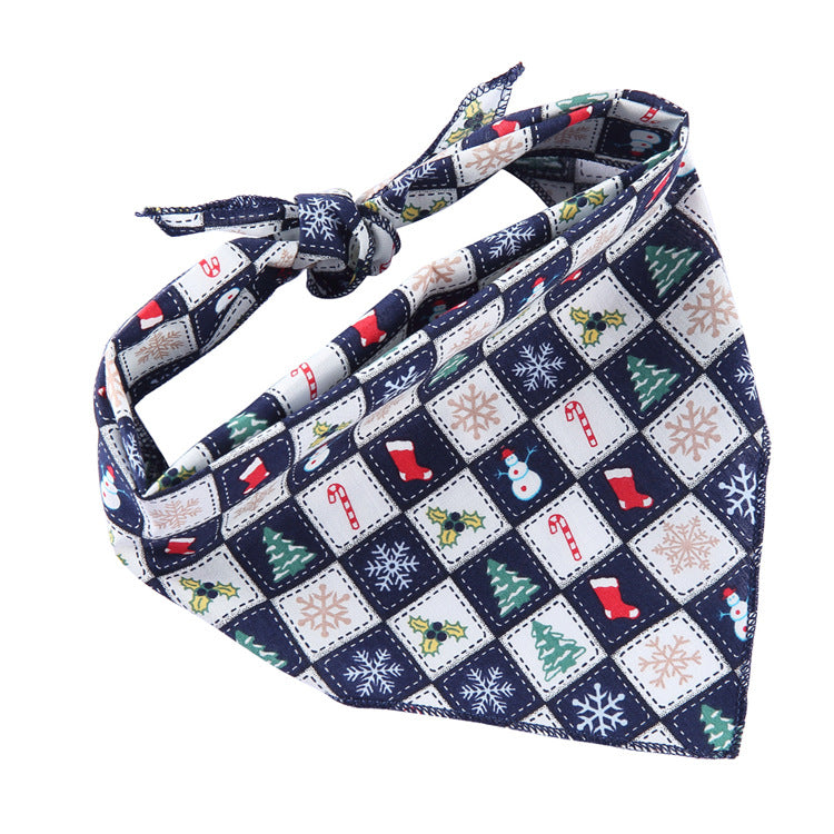 KFX-6684093 Adjustable Cotton Dog Bandana for Small to Large Pets - Triangle Scarf, Checkered Pattern