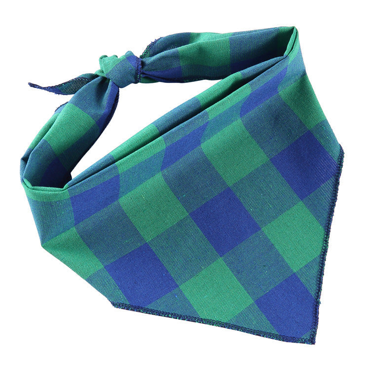 KFX-6684093 Adjustable Cotton Dog Bandana for Small to Large Pets - Triangle Scarf, Checkered Pattern