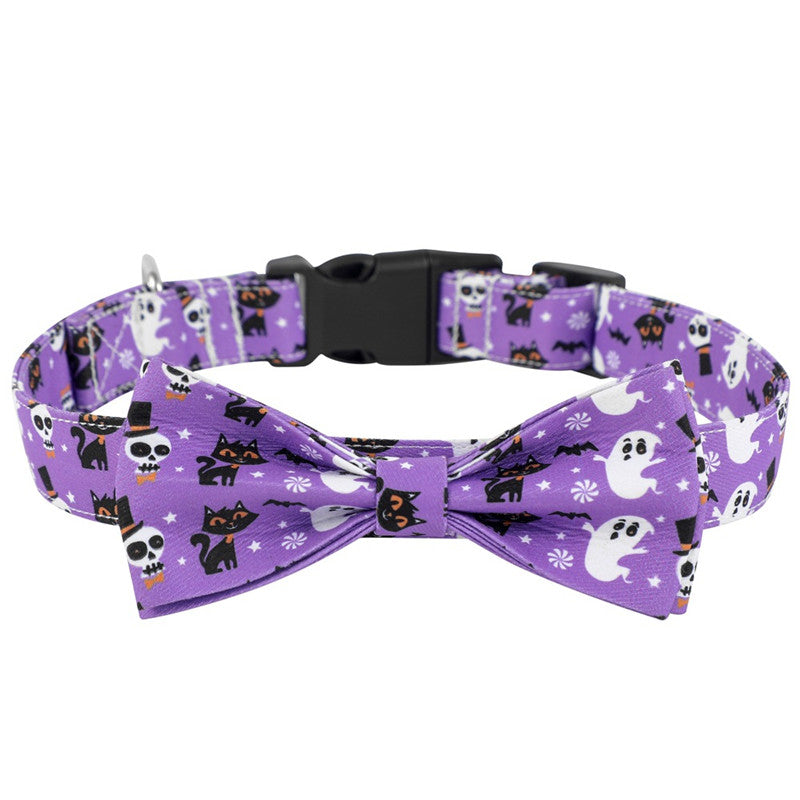 KFX-6687677 Cartoon Pattern Dog Collars in Yellow, Purple, Black, and White - Adjustable Sizes S, M, L