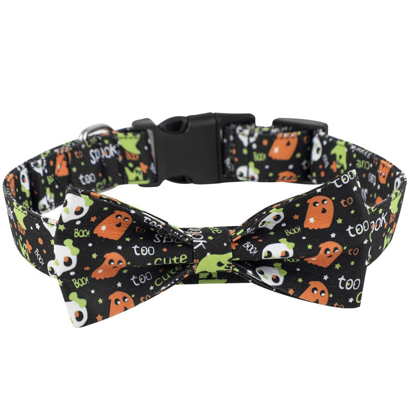 KFX-6687677 Cartoon Pattern Dog Collars in Yellow, Purple, Black, and White - Adjustable Sizes S, M, L