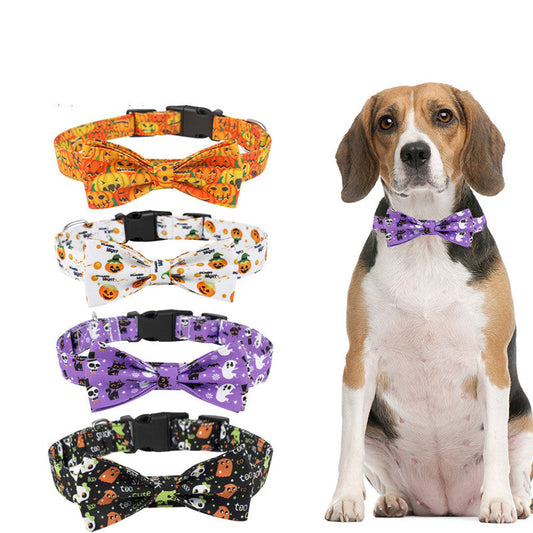 KFX-6687677 Cartoon Pattern Dog Collars in Yellow, Purple, Black, and White - Adjustable Sizes S, M, L