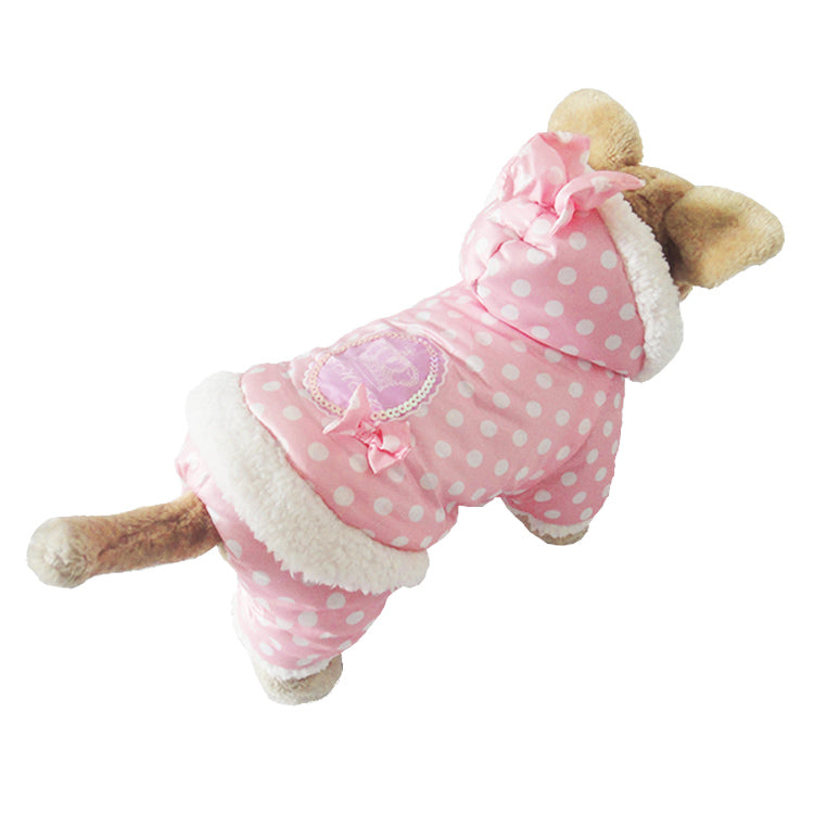 KFX-6688061 Polka Dot Cotton Dog Jacket - Windbreaker Style Down Coat for Pets