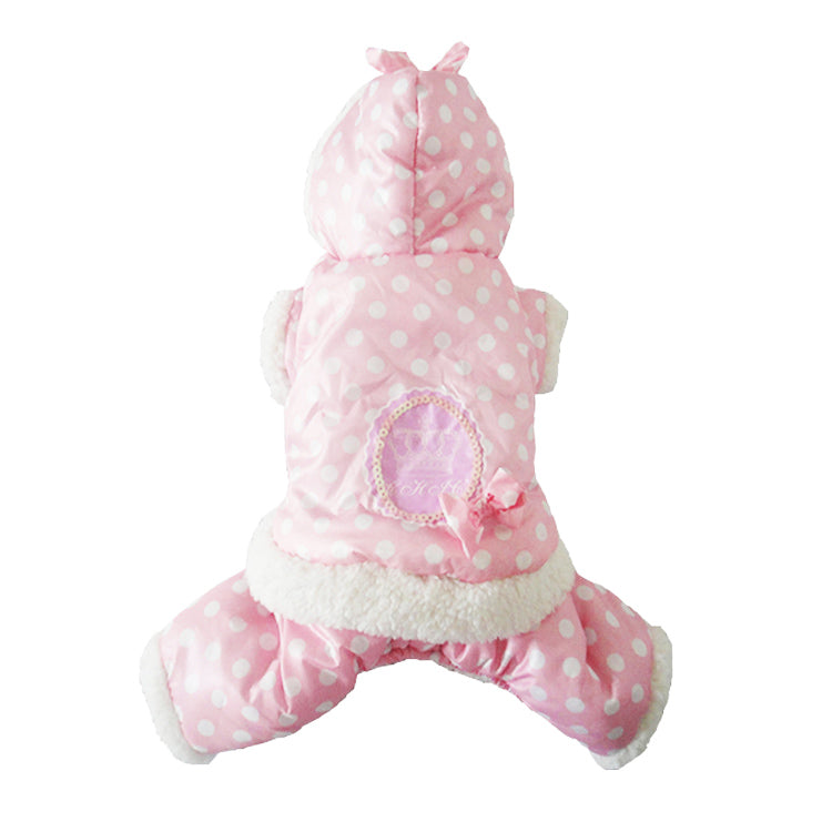 KFX-6688061 Polka Dot Cotton Dog Jacket - Windbreaker Style Down Coat for Pets