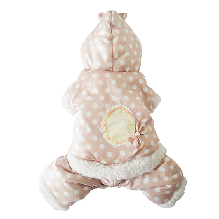 KFX-6688061 Polka Dot Cotton Dog Jacket - Windbreaker Style Down Coat for Pets
