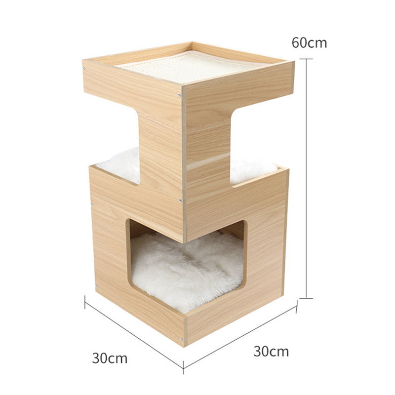 KFX-6688957 Solid Wood Double Layer Cat Nest with No Trace Stickers