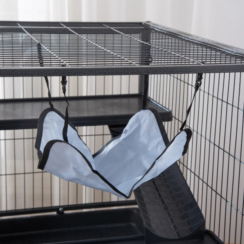 KFX-6689341 Multi-Tier Small Animal Cage with Rolling Wheels and Storage Shelf for Ferrets, Chinchillas, and Other Pets