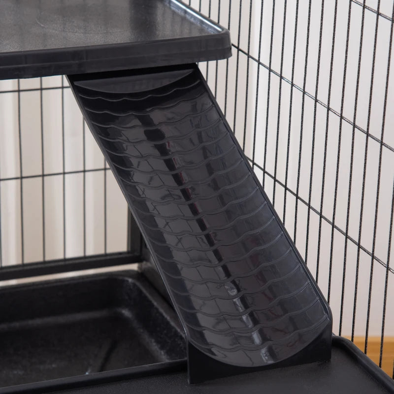KFX-6689341 Multi-Tier Small Animal Cage with Rolling Wheels and Storage Shelf for Ferrets, Chinchillas, and Other Pets