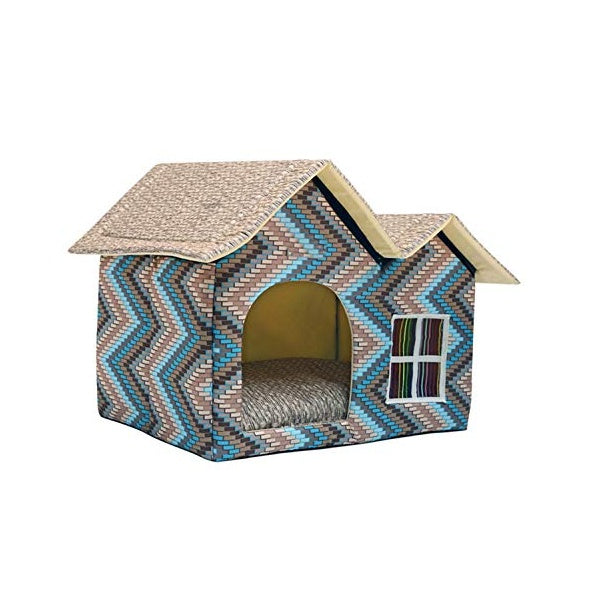 KFX-6689725 Double Top Waterproof Pet House with Soft Cushioned Pad - 55*40*42 cm Size