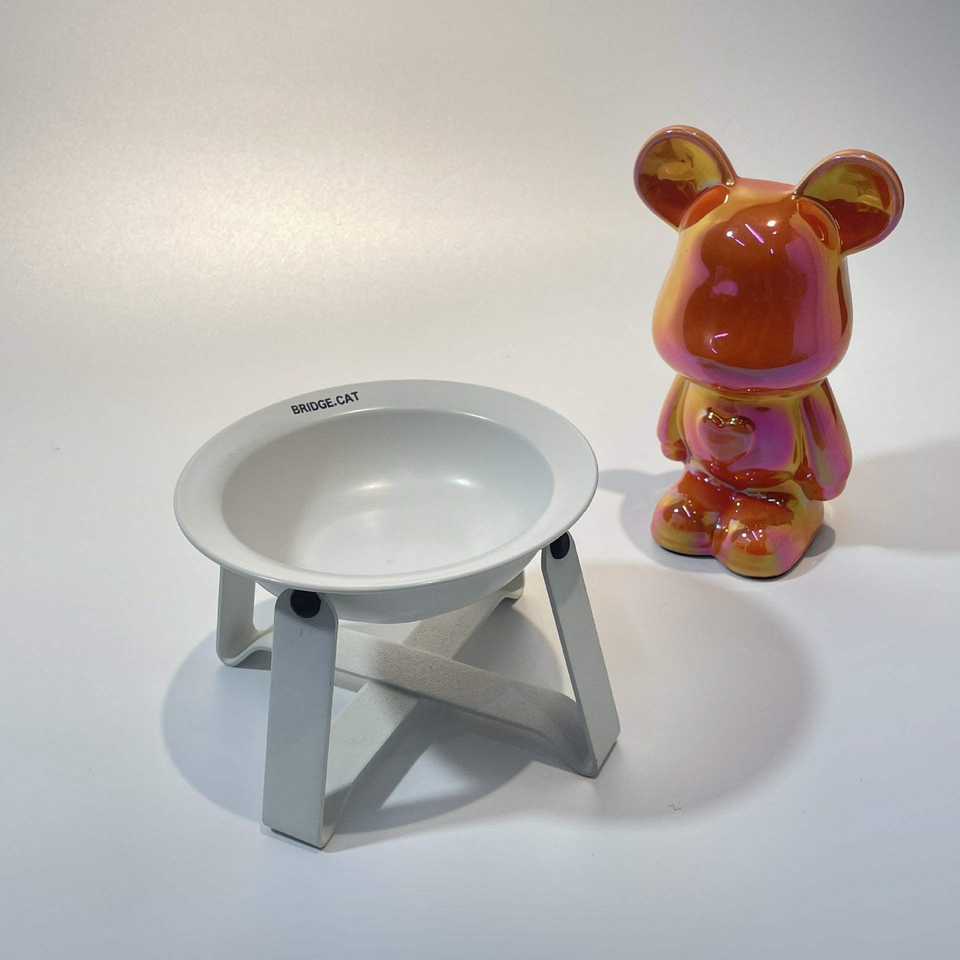 KFX-6691645 Ceramic Cat Bowl with Iron Frame in Multiple Colors – Elevated Dining Rack for Cats