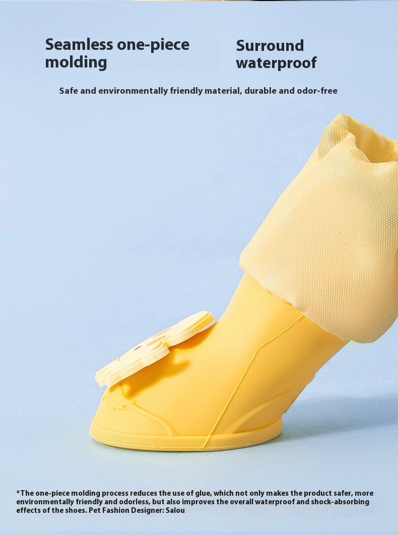 KFX-6692285 Cartoon Pet Boots - Waterproof Non-Slip High-Style Dog Boots in Yellow, Brown, Blue
