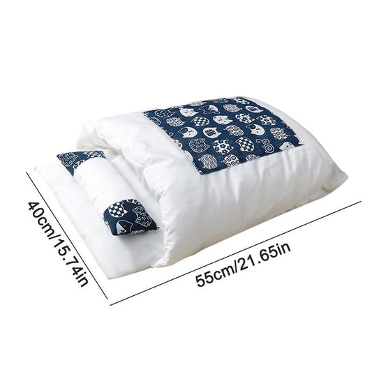 KFX-6692925 Cozy Removable Winter Cat Bed with Pillow for Deep Sleep, Ideal Pet Nest for Cats and Small Dogs