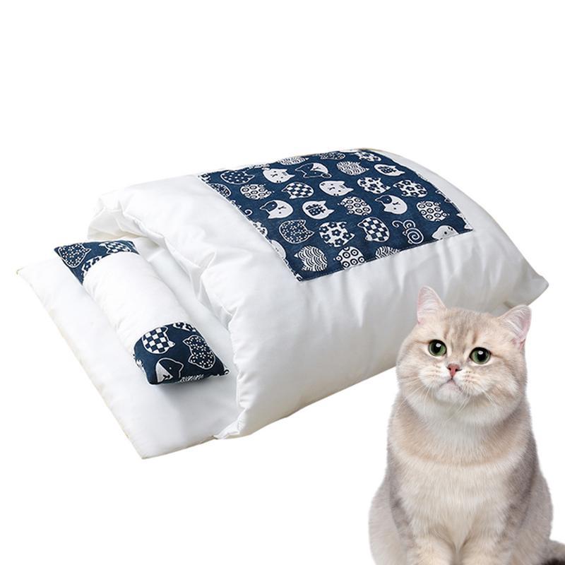 KFX-6692925 Cozy Removable Winter Cat Bed with Pillow for Deep Sleep, Ideal Pet Nest for Cats and Small Dogs